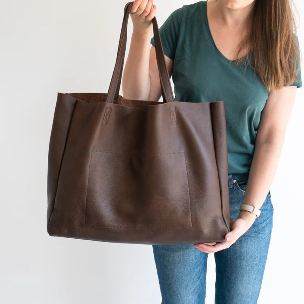 Leather Handbag with Pocket