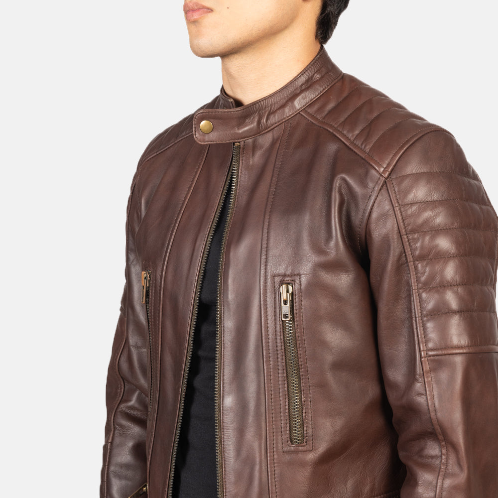 Damian Brown Leather Biker Jacket