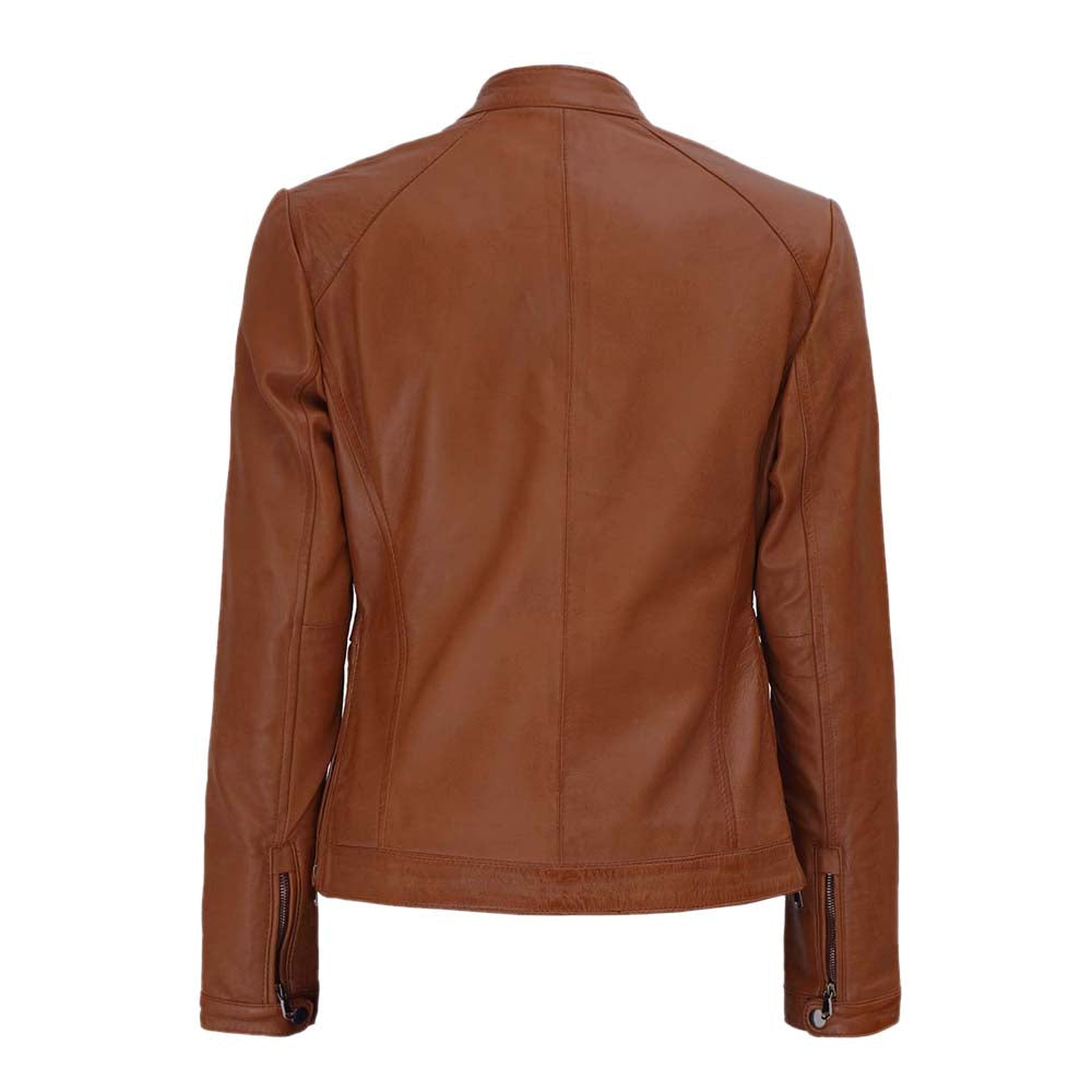 Ladies Cognac Leather Jacket