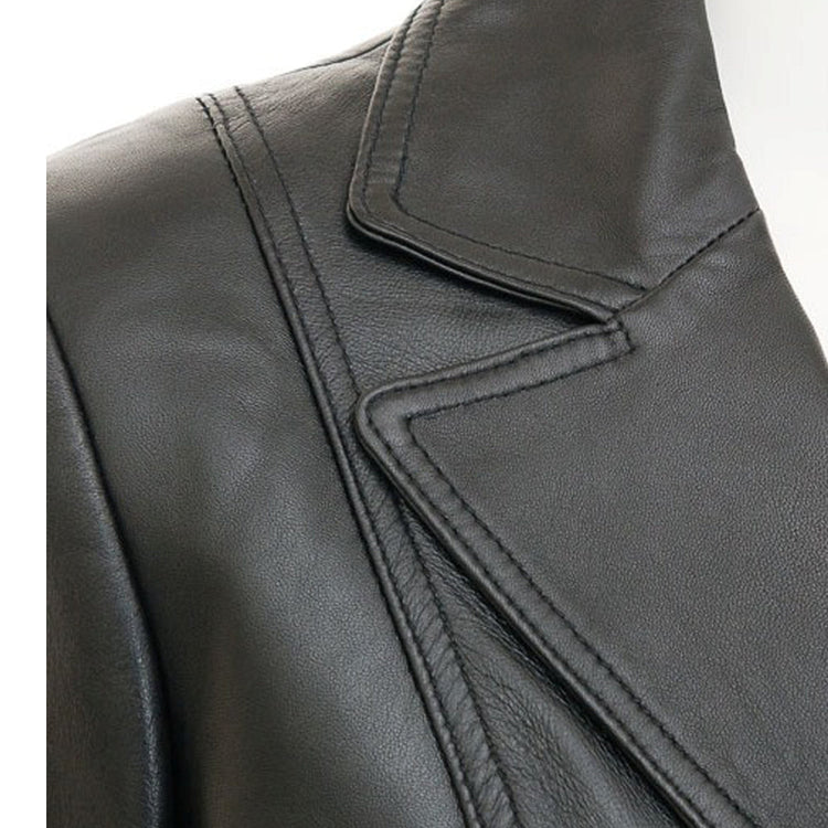 Leather Black Blazer Coat