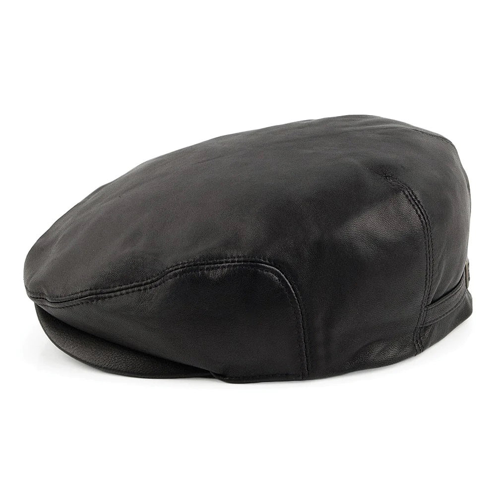 Leather Flat Cap Black