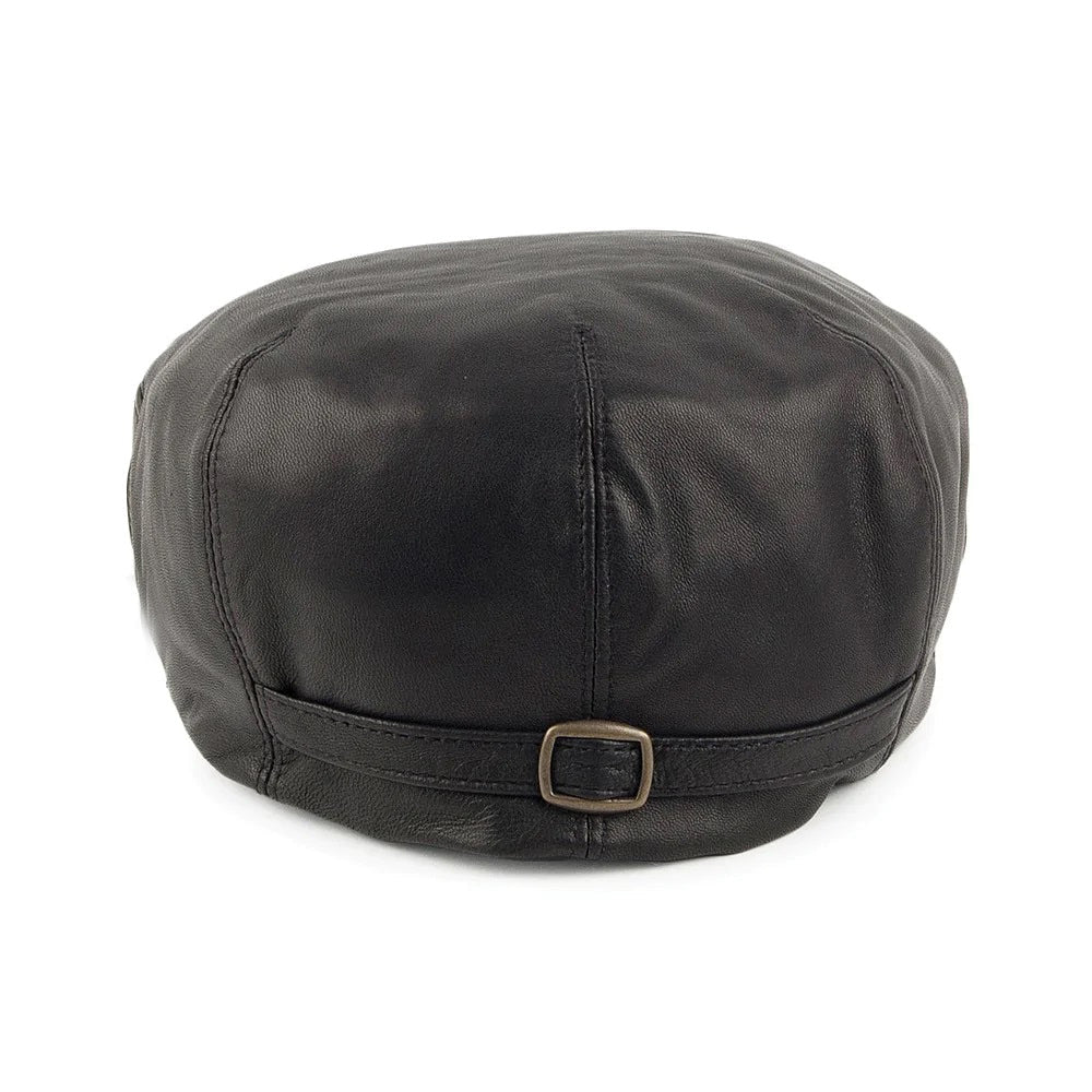 Leather Flat Cap Black