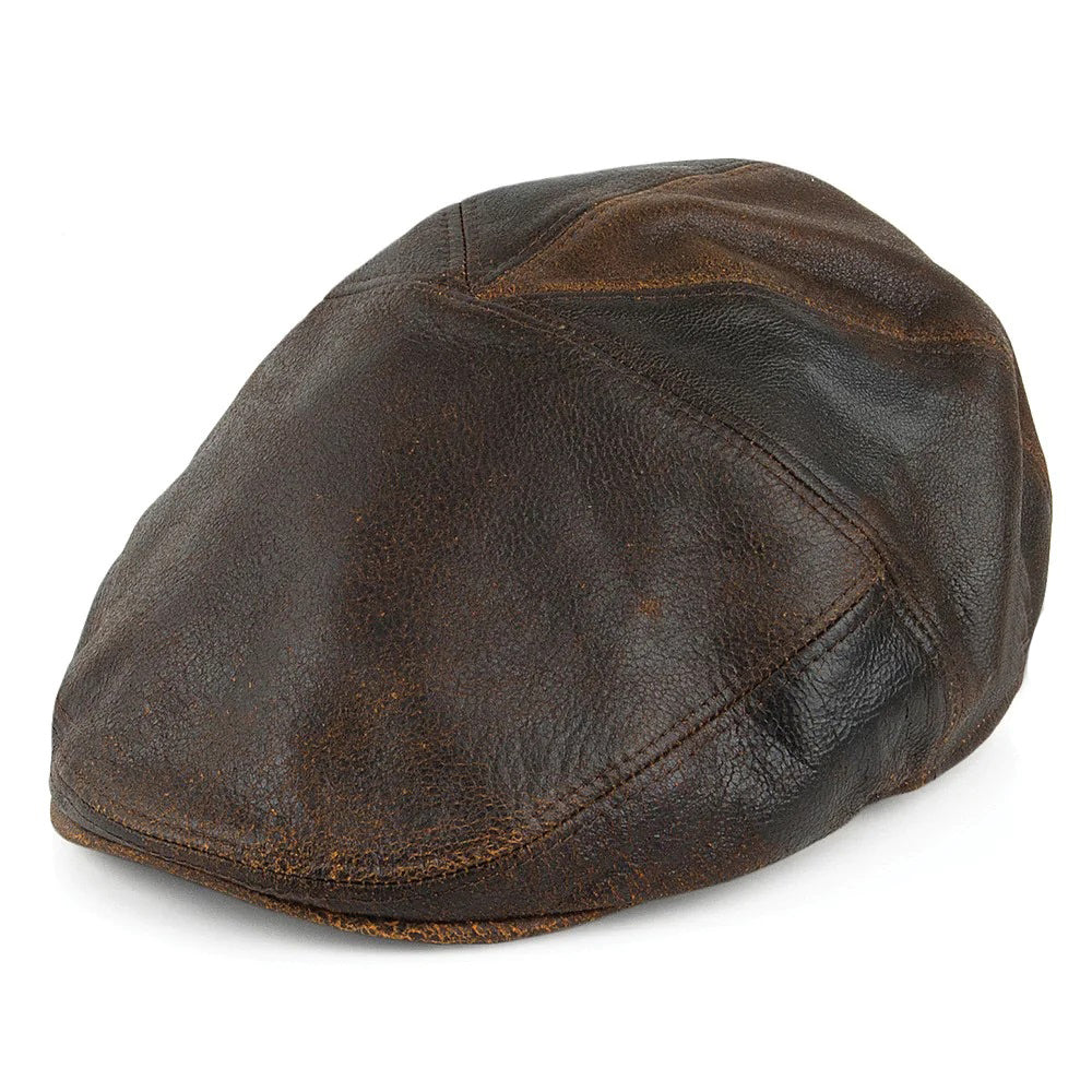 Leather Flat Cap Brown