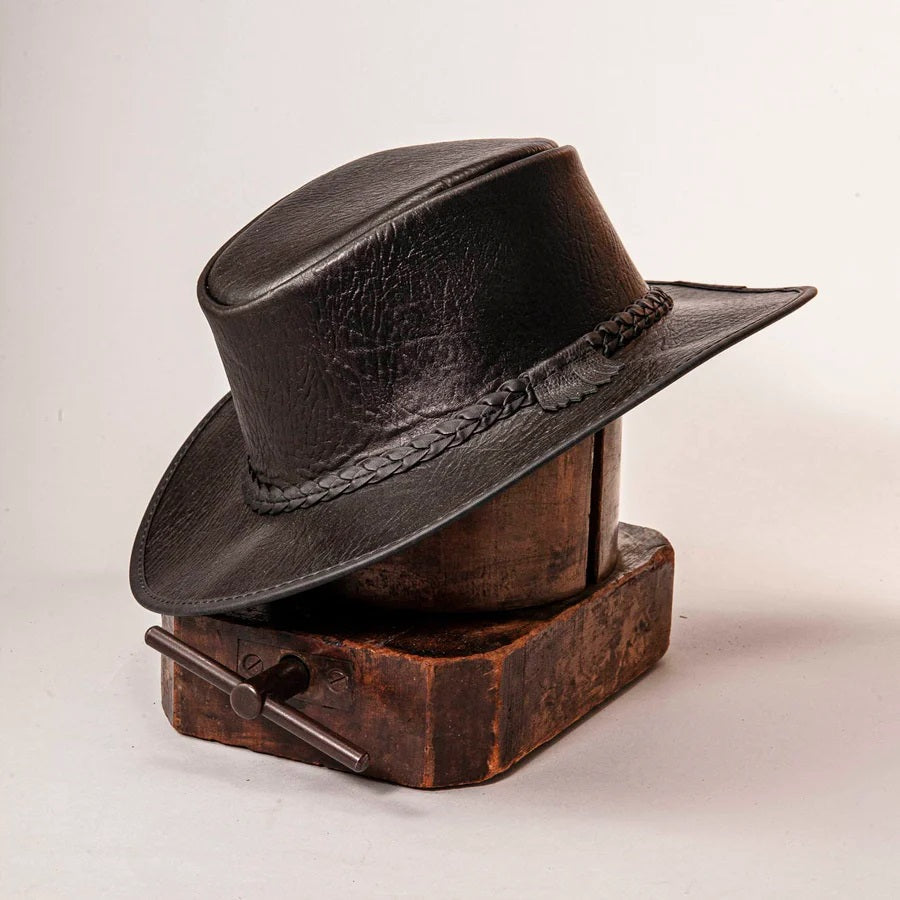 Men Buffalo Leather Outback Hat