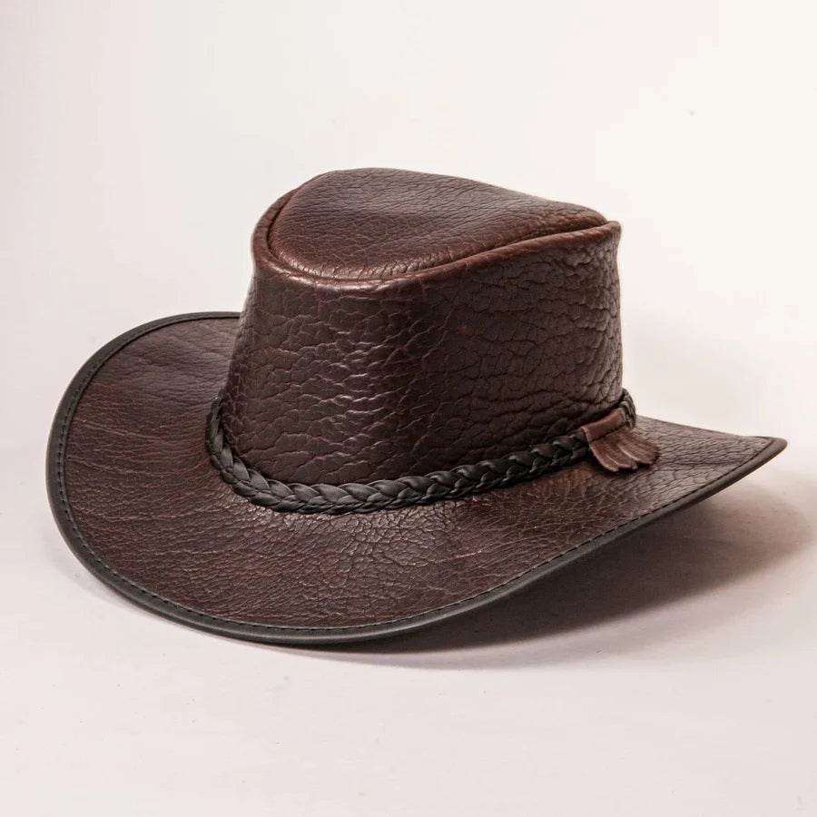 Men Buffalo Leather Outback Hat