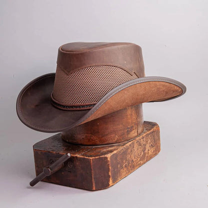Men Leather Cowboy Hat