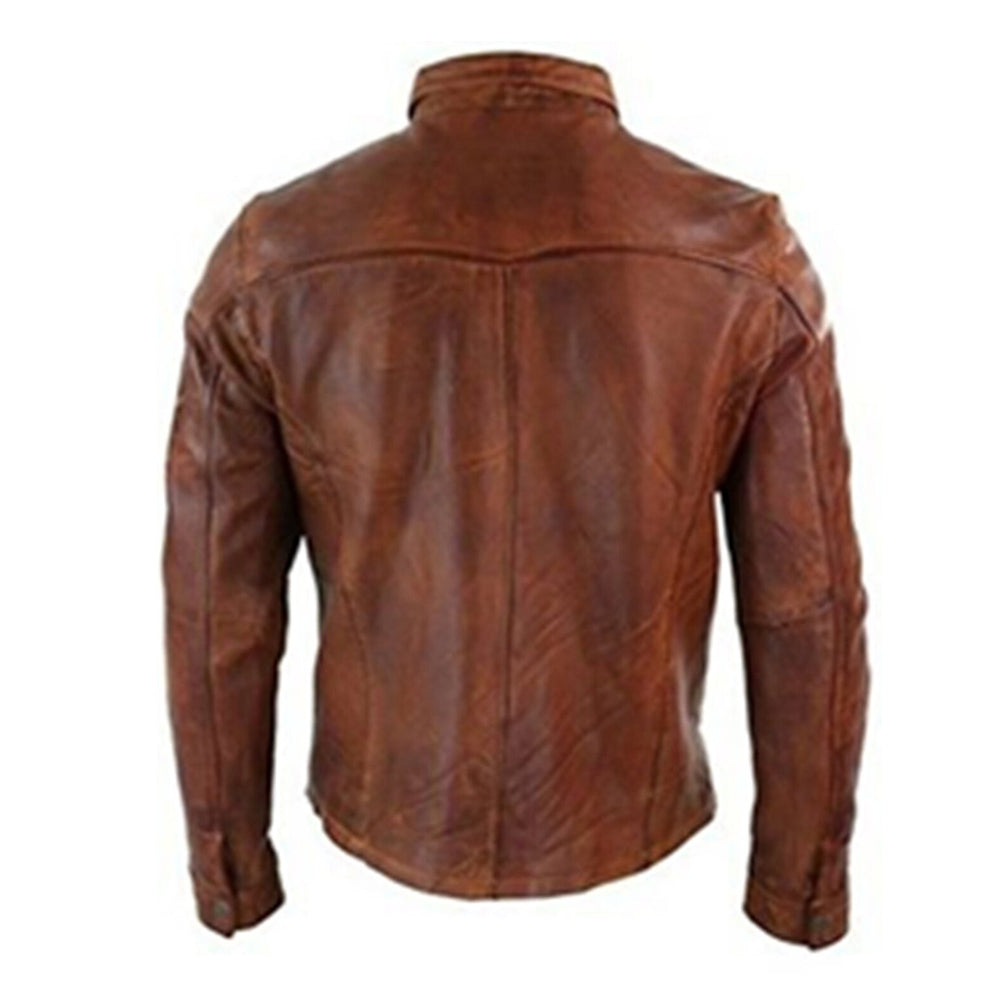 Men Real Wax Brown Leather Shirt