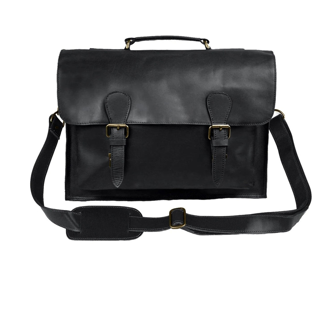 Personalized Black Leather Satchels