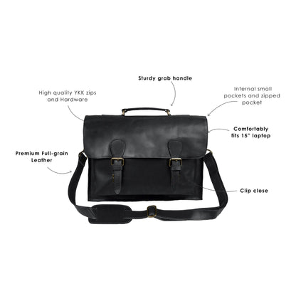 Personalized Black Leather Satchels