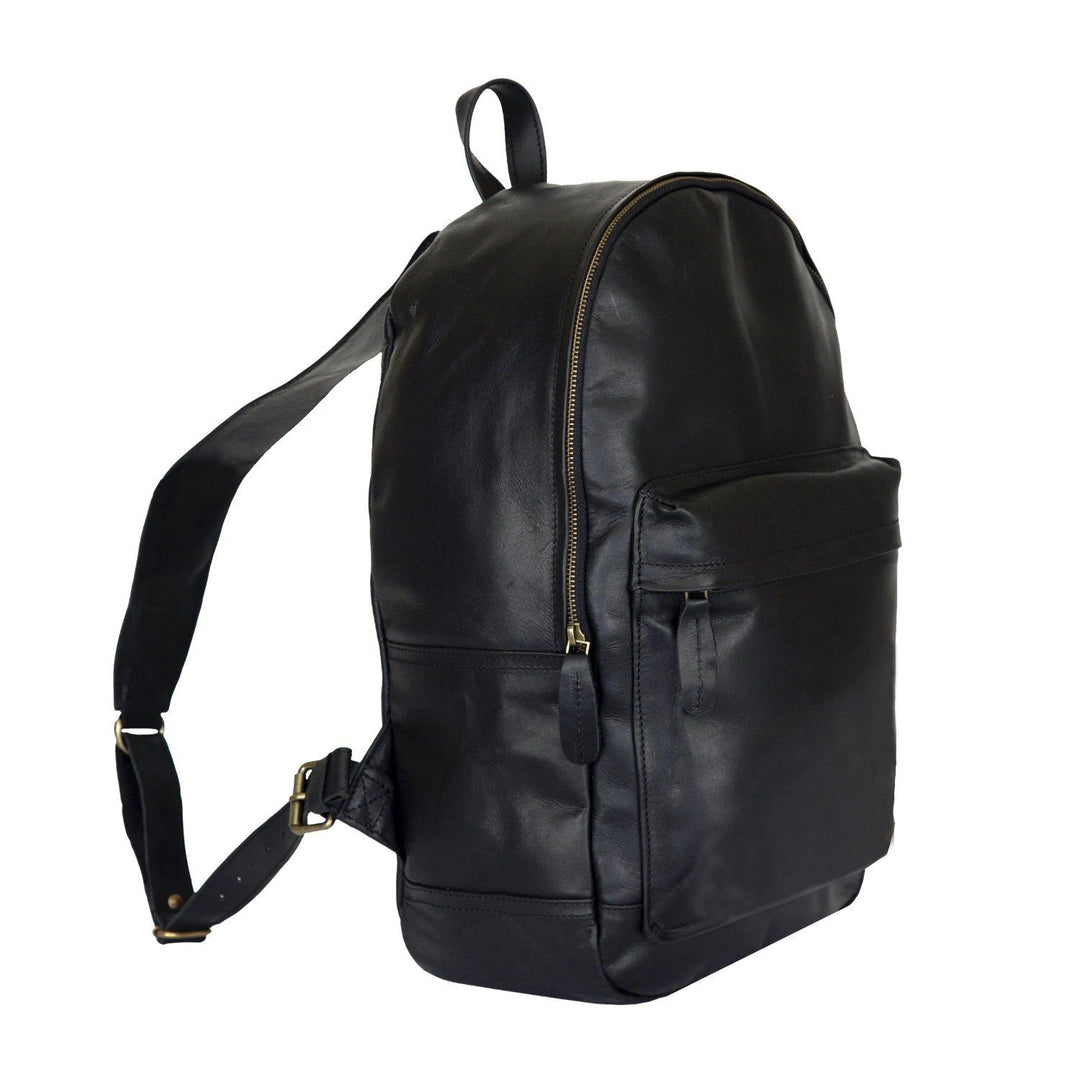 Shinny Black Leather Backpack