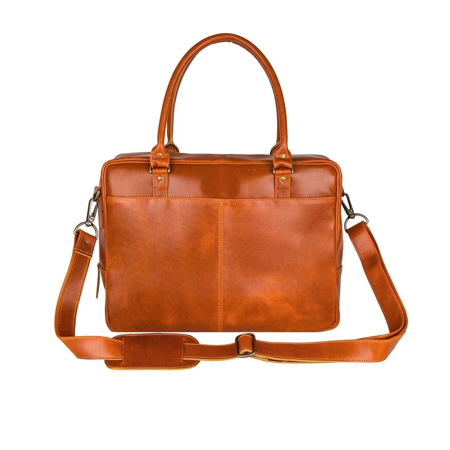Tan Brown Leather Laptop Bag